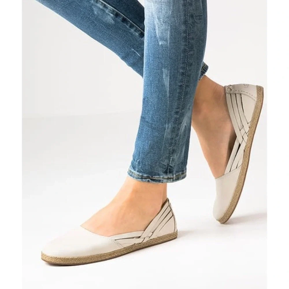 UGG Australia Tippie Womens 7.5 1011187 Leather Woven Espadrille Flats Off White